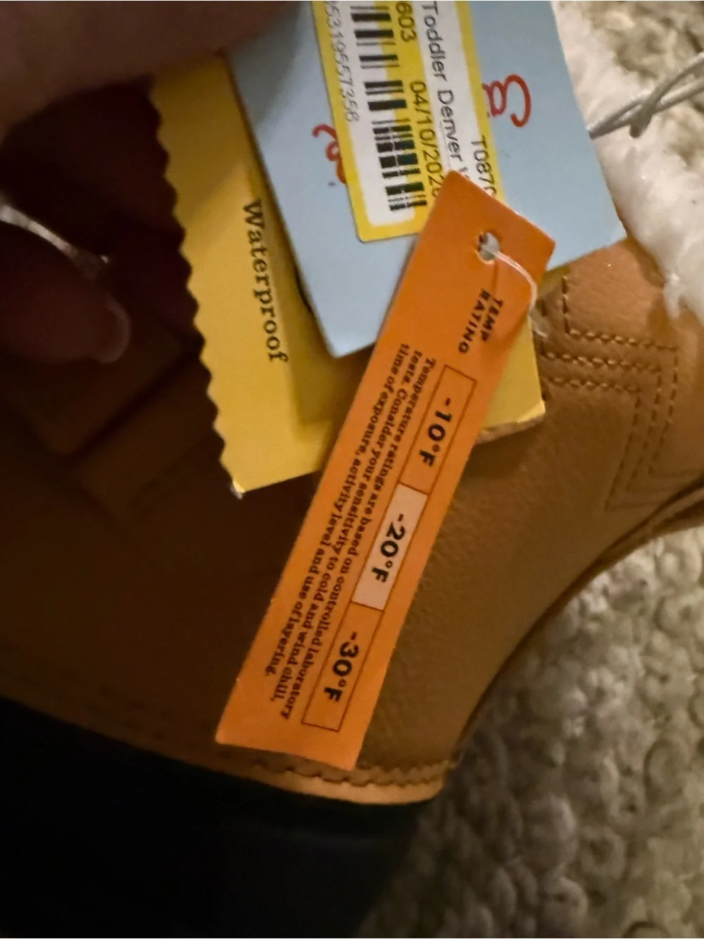 Cat & Jack Kids' Tan and Black white Faux-Fur Winter Boots 7c 7t nwt